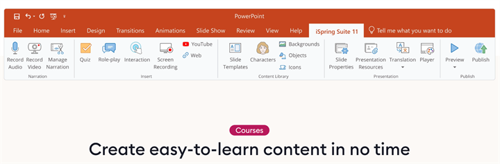 iSpring Space is an online space for course authoring and collaboration available with iSpring Suite Max.