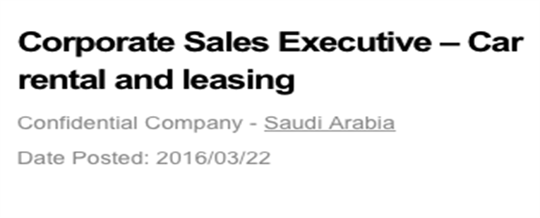  Corporate Sales Executive-Job (Saudi Arabia)
