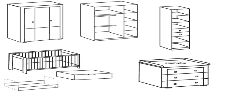 Babyzimmer Emily Weiß 8-teilig