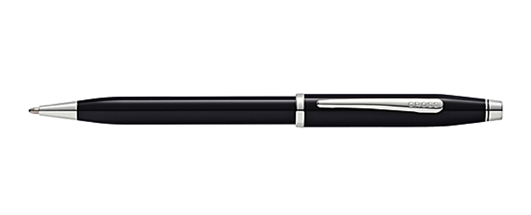 Century II Black Ballpoint Pen with rhodium plated appointments 