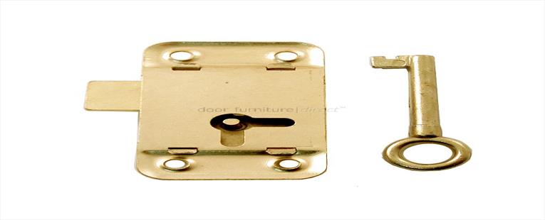 Wardrobe Lock Electro Brassed 63mm