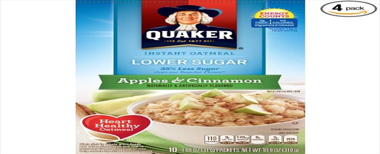 Quaker Instant Oatmeal, Lower Sugar