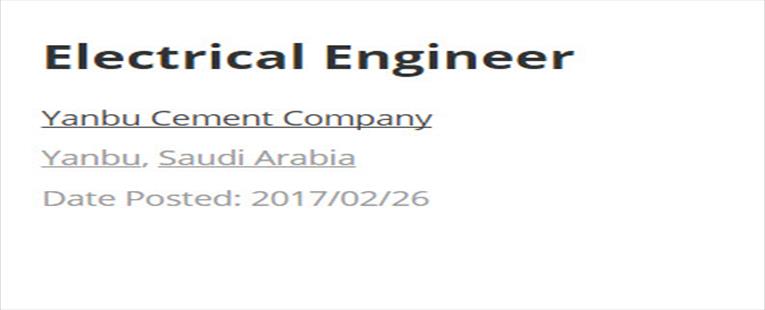 Electrical Engineer -Job In Saudi Arabia