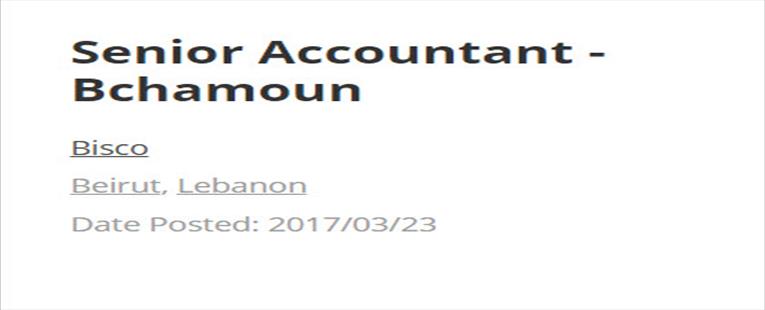 Senior Accountant - Bchamoun - Job In Beirurt