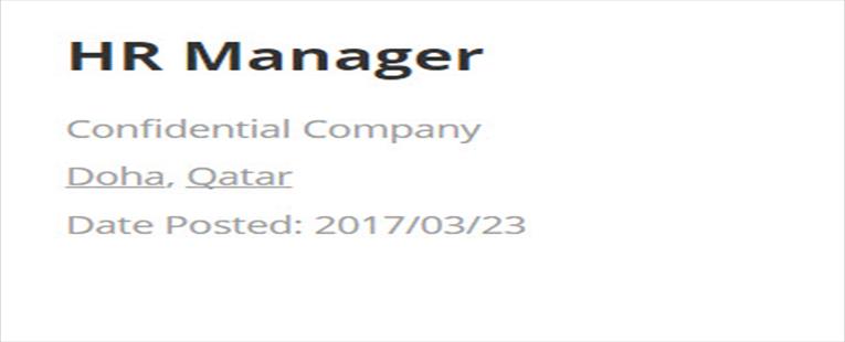HR Manager - Job In Doha