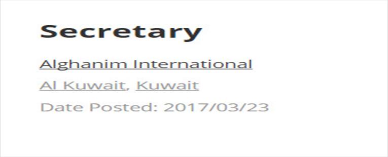 Secretary - Job In Kuwait