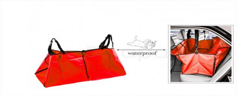 Waterproof Pet Rear Back Seat Cover Protector Hammock w/Seatbelt - Red