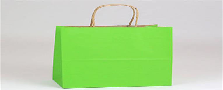 Shamrock 8" x 4 3/4" x 10 1/2" Shadow Stripe Kraft Paper Chimp Shopping Bags; Apple Green, 250/CT
