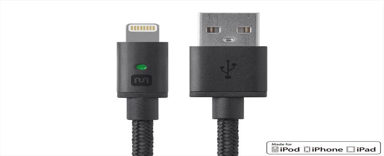 Monoprice Luxe Series Apple MFi Certified Lightning to USB Charge & Sync Cable, 6ft Black